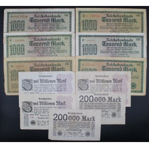Germany. 1922-23 1000 2 Million Mark 11 Pieces