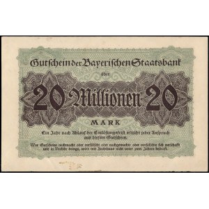 Germany. 1923 Bavaria 20 Million Marks
