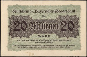 Germany. 1923 Bavaria 20 Million Marks