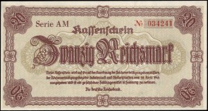 Germany. 1945 Sudetenland & Lower Silesia 20 Reichsmark