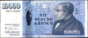 Iceland. 2001 10000 Kronur Prefix H