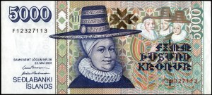 Iceland. 2001 5000 Kronur Prefix F