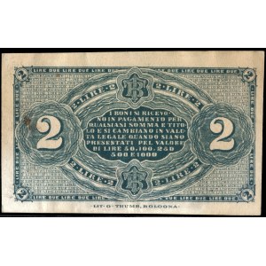 Italy. 1870 Tuscany 2 Lire Banca Toscana Type I Center Seal Almost Escalator Serial Number 12234