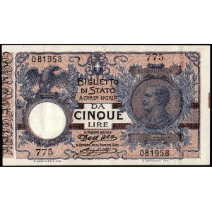 Italy. 1914 5 Lire Prefix 775