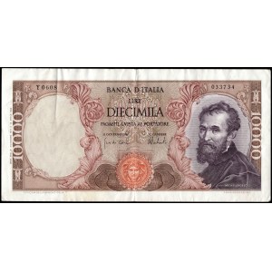 Italy. 1973 10000 Lire Michelangelo Prefix Y 608