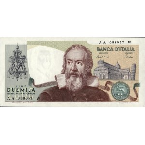 Italy. 1976 2000 Lire Prefix AA W