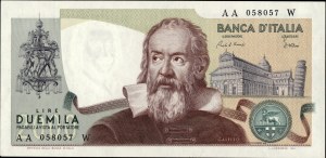 Italy. 1976 2000 Lire Prefix AA W
