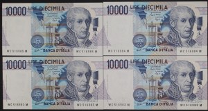 Italy. 1984 10000 Lire 4 Consecutive Pieces
