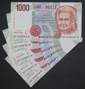 Italy. 1990 1000 Lire Replacement 5 Pieces