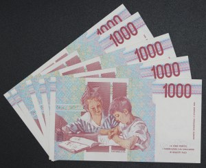 Italy. 1990 1000 Lire Replacement 5 Pieces