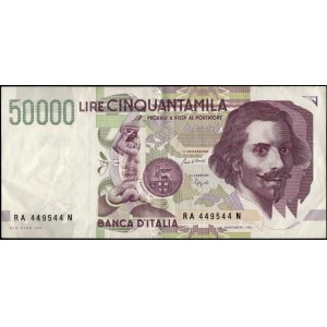 Italy. 1992 50000 Lire Prefix RA N