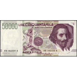 Italy. 1992 50000 Lire Replacement Prefix XD A