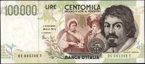 Italy. 1994 100000 Lire Prefix DC T