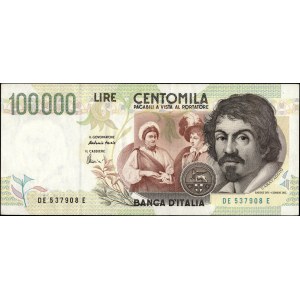 Italy. 1994 100000 Lire Prefix DE E