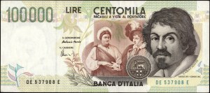 Italy. 1994 100000 Lire Prefix DE E