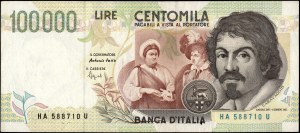 Italy. 1994 100000 Lire Prefix HA U