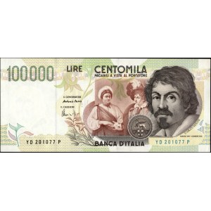 Italy. 1994 100000 Lire Prefix YD P