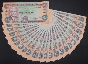Jamaica. 1991 5 Dollars 22 Pieces