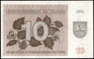 Lithuania. 1991 10 Talonas