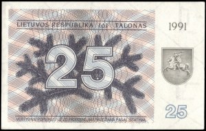Lithuania. 1991 25 Talonas