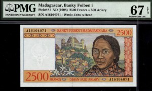 Madagascar. 1998 2500 Francs