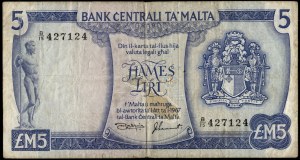 Malta. 1973 5 Liri Prefix B/15