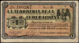 Mexico. 1913 1 Peso Tesoreria de la Federacion