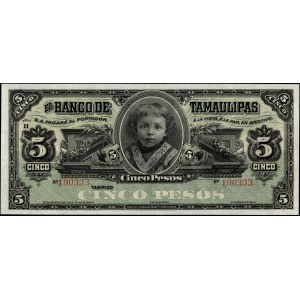 Mexico. 1914 Tamaulipas 5 Pesos Remainder