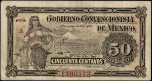 Mexico. 1915 50 Centavos Gobierno Convencionista