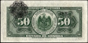 Mexico. 1915 Sonora 50 Centavos