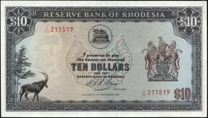 Rhodesie. 1975 10 dolarů