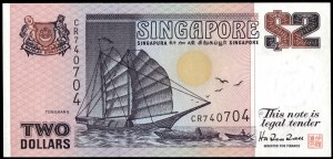 Singapore. 1992 2 Dollars