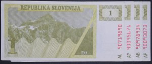Slovenia. 1990 1 Tolar 4 Pieces