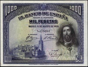 Spain. 1928 1000 Pesetas