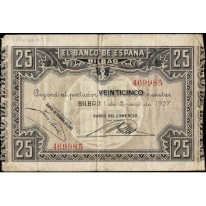 Spain. 1937 Bilbao 25 Pesetas Banco de España