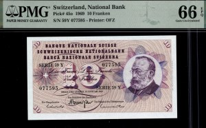 Switzerland. 1969 10 Franken