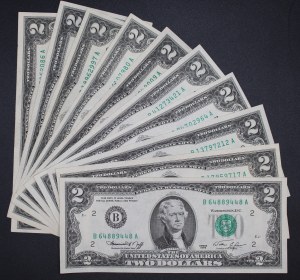United States of America. 1976 2 Dollars 10 Pieces