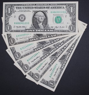 United States of America. 1988-1995 1 Dollar 6 Pieces