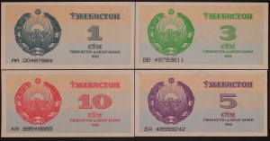 Uzbekistan. 1992 1 3 5 10 Som