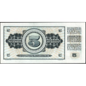 Yugoslavia. 1968 5 Dinara Prefix AD Semi Solid S/N 666606