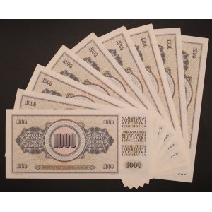 Yugoslavia. 1978 1000 Dinara 9 Pieces