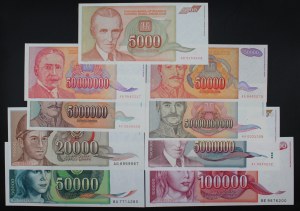 Yugoslavia. 1993 9 Piece Type Set