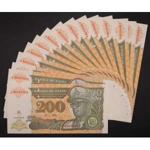Zaire. 1994 200 Zaires 15 Pieces