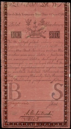 Poland. 1794 100 Zlotych Prefix A Zoonen