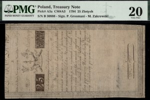 Poland. 1794 25 Zlotych Prefix B