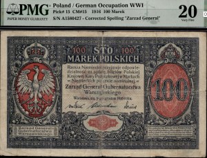 Poland. 1916 100 Marek 7 cyfr General