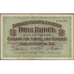 Poland. 1916 3 Ruble Prefix W