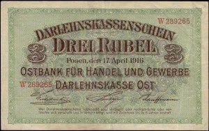 Poland. 1916 3 Ruble Prefix W