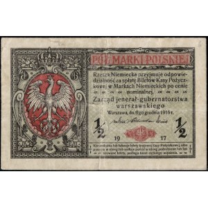 Poland. 1916 1/2 Marki Zarzad jeneral Prefix A Low S/N