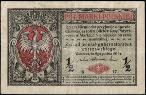Poland. 1916 1/2 Marki Zarzad jeneral Prefix A Low S/N